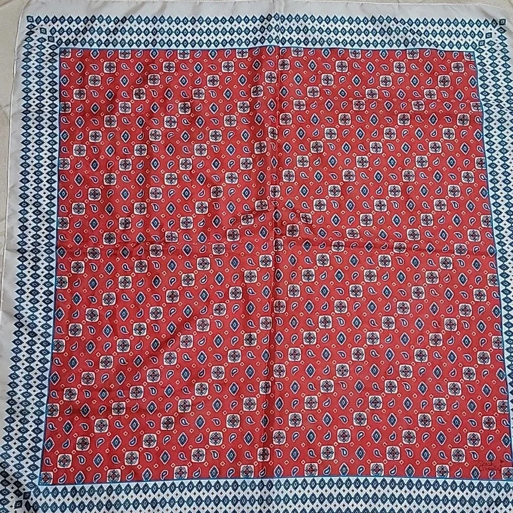 Vintage Sarah Coventry Paisley-Inspired Geometric Scarf | 31” | Made in Italy - Picture 2 of 11